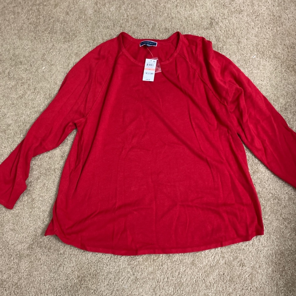 Karen Scott Red Cotton Sweater